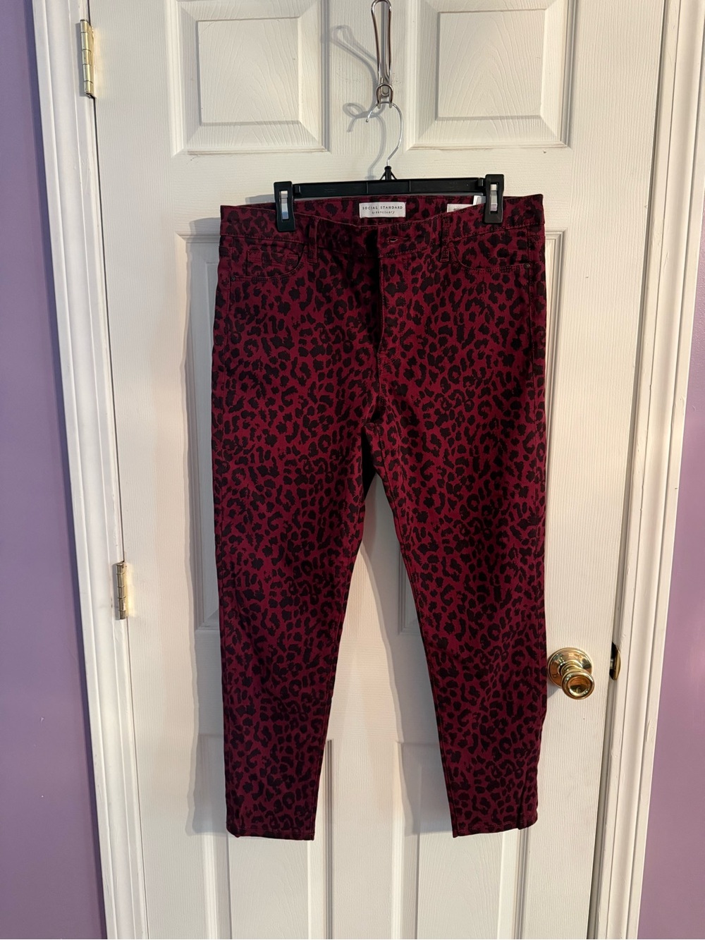 Sanctuary Burgundy and Black Leopard Print jeans